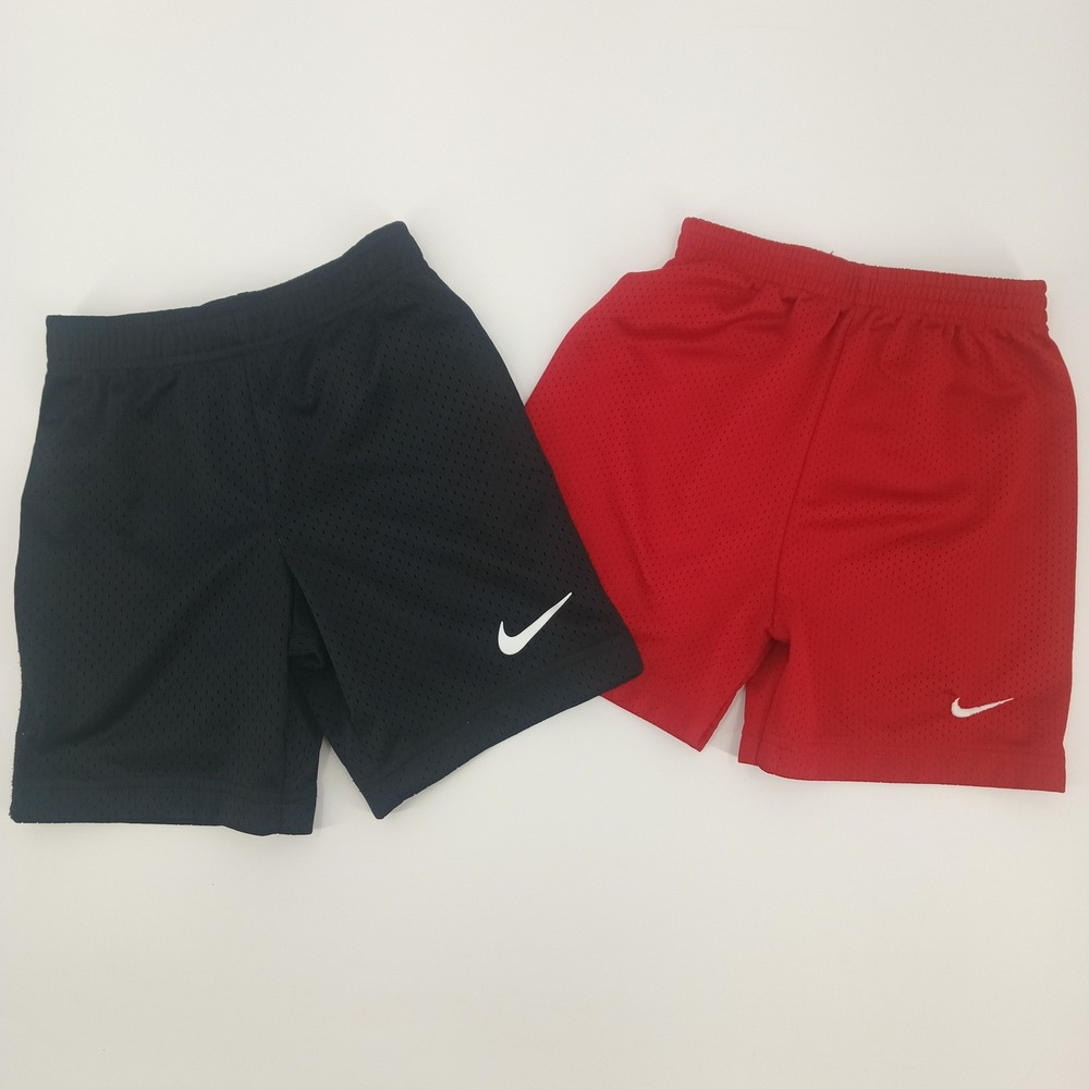 Lot 2 Nike Kids Mesh Shorts Bundle Black Red Size Small‎ 4-5Yrs